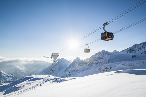 La funivia 3S verso la stazione a monte Eisgrat